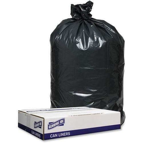 Genuine Joe  Trash Can Liners, 1.2mil, 40"x46", 100BG/CT, Black