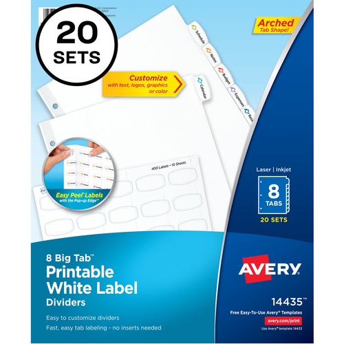 DIVIDERS,EZ-PL,LBL,8TB,20PK