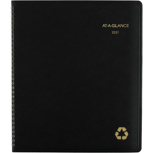 RECYCLED MONTHLY PLANNER, 11 X 9, BLACK, 2021