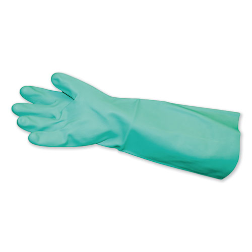 LONG-SLEEVE UNLINED NITRILE GLOVES, POWDER-FREE, GREEN, MEDIUM, 12 PAIR/CARTON