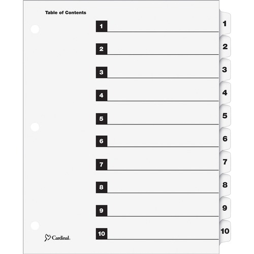 Cardinal  One Step Index System, Numbered 1-10, 10 Tabs, Clear