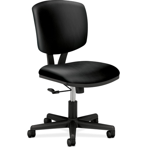 VOLT SERIES LEATHER TASK CHAIR, SUPPORTS UP TO 250 LBS., BLACK SEAT/BLACK BACK, BLACK BASE