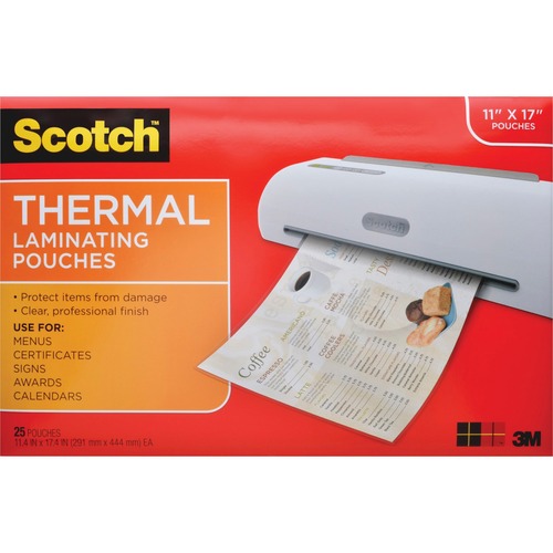 LAMINATING POUCHES, 3 MIL, 11.5" X 17.5", GLOSS CLEAR, 25/PACK