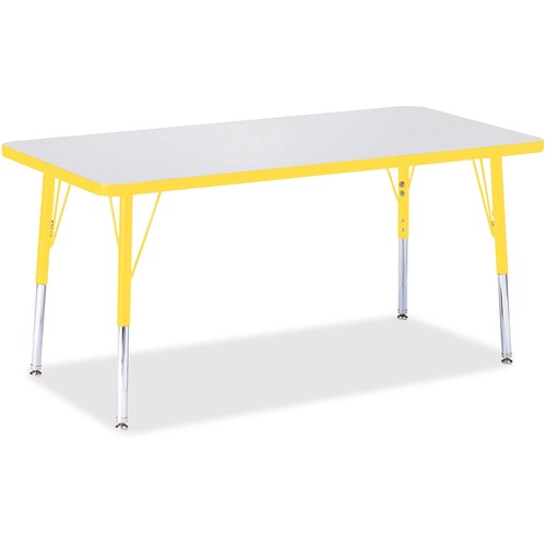 Jonti-Craft, Inc.  Kidz Activity Table, 24"x48"x15"-24", Gray/Yellow