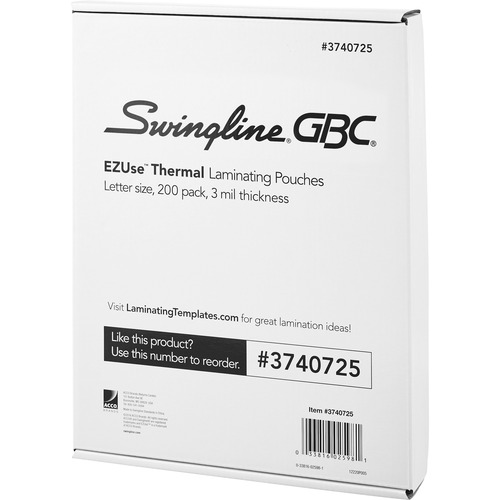 EZUSE THERMAL LAMINATING POUCHES, 3 MIL, 8.5" X 11", GLOSS CLEAR, 200/PACK