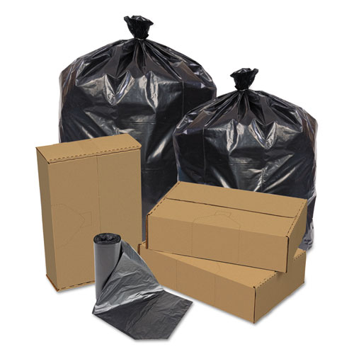 ECO STRONG CAN LINERS, 45 GAL, 1.5 MIL, 40" X 46", BLACK, 100/CARTON