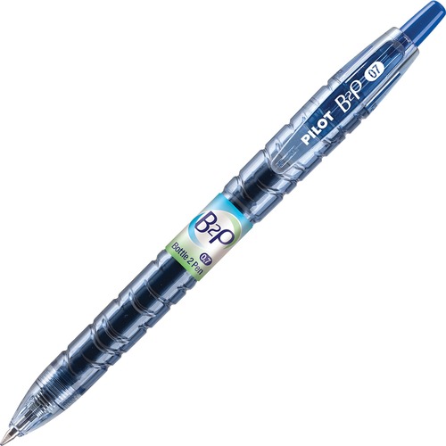 B2P BOTTLE-2-PEN RECYCLED RETRACTABLE GEL PEN, 0.7MM, BLUE INK, TRANSLUCENT BLUE BARREL