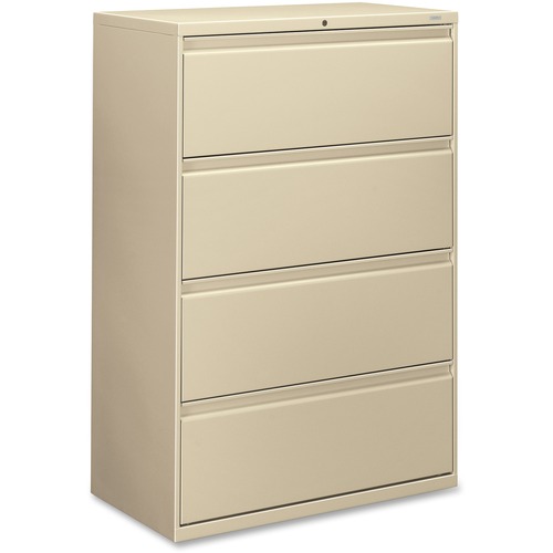 The HON Company  4-Drawer Lateral File W/Lock, 36"x19-1/4"x53-1/4", Putty