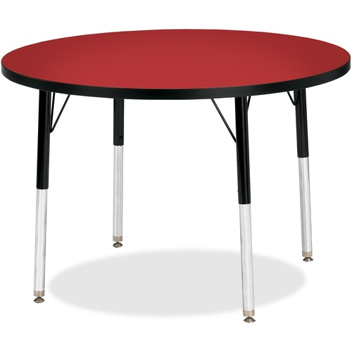 Jonti-Craft, Inc.  Activity Table, Round, 24"-31"x36", Red/Black