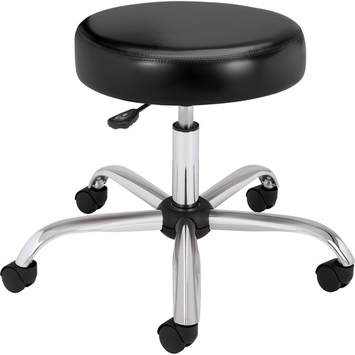 ADJUSTABLE TASK/LAB STOOL WITHOUT BACK, 22" SEAT HEIGHT, SUPPORTS UP TO 250 LBS., BLACK SEAT, STEEL BASE