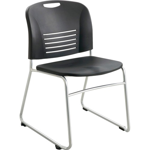 VY SERIES STACK CHAIRS, BLACK SEAT/BLACK BACK, SILVER BASE, 2/CARTON