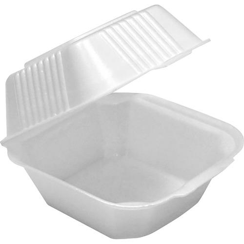 Pactiv Corporation  Sandwich Container, Hinged, Foam, 6"x6"x3", 125/PK, White