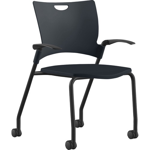 9to5 Seating  Stack Chair,w/Arms&Casters,25"x26"x33",BK Plastic/BK Frame