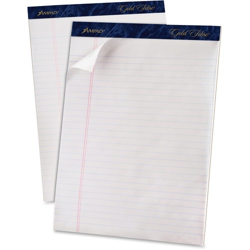 Tops  Perforated Pads,Wide Rule,50 Shts,8-1/2"x11-3/4", 4/PK, WE