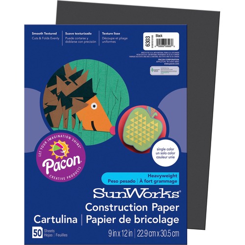 CONSTRUCTION PAPER, 58LB, 9 X 12, BLACK, 50/PACK