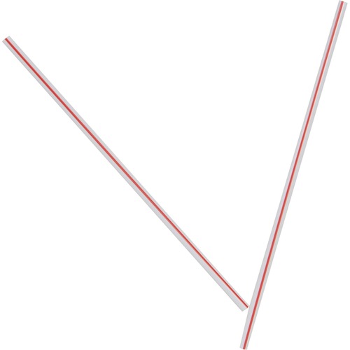 Unwrapped Hollow Stir-Straws, 5 1/2", Plastic, White/red, 1000/box, 10 Boxes/ct