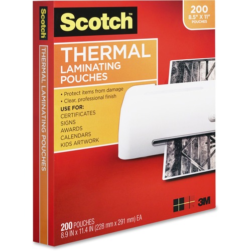 LAMINATING POUCHES, 3 MIL, 9" X 11.5", GLOSS CLEAR, 200/PACK