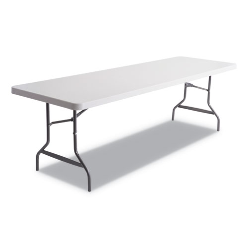 Resin Rectangular Folding Table, Square Edge, 96w X 30d X 29h, Platinum