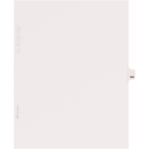Avery  Dividers, "163", Side Tab, 8-1/2"x11", 25/PK, White