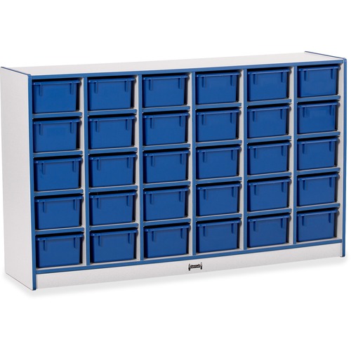 Jonti-Craft, Inc.  Mobile 30 Cubbie-Tray Unit,w/Bins,35.5"x57.5"x15",Blue