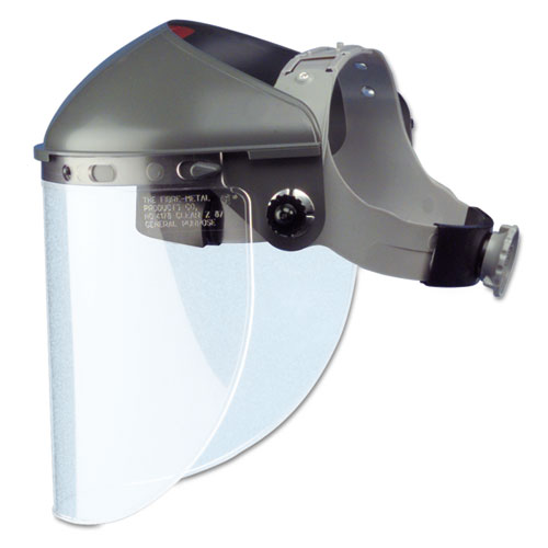 High Performance Face Shield Assembly, 4" Crown Ratchet, Noryl, Gray