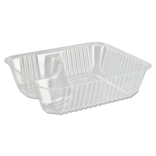 CLEARPAC SMALL NACHO TRAY, 2-COMPARTMENTS, 5 X 6 X 1.5, CLEAR, 125/BAG, 2 BAGS/CARTON