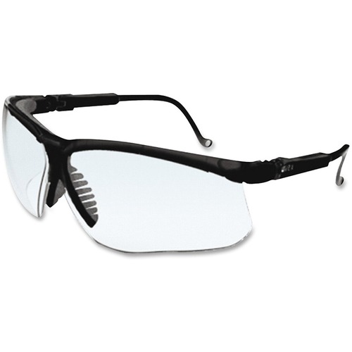 Genesis Wraparound Safety Glasses, Black Plastic Frame, Clear Lens