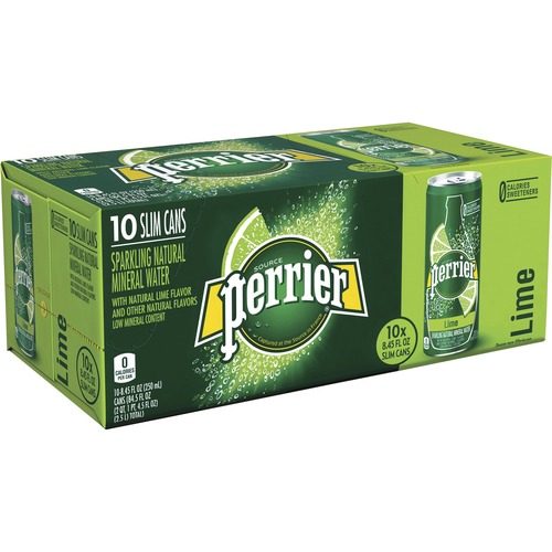 Nestle Waters North America  Perrier Mineral Water, Lime, 8.45 oz Slim Can, 30/CT