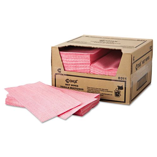 Wet Wipes, 11 1/2 X 24, White/pink, 200/carton