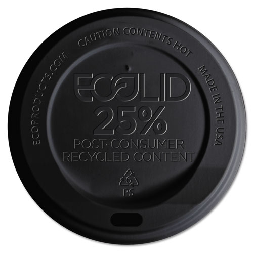 Ecolid 25% Recy Content Hot Cup Lid, Black, F/10-20oz, 100/pk, 10 Pk/ct