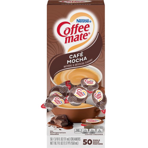 LIQUID COFFEE CREAMER, CAFE MOCHA, 0.38 OZ MINI CUPS, 50/BOX
