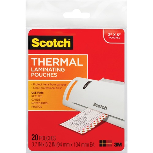 LAMINATING POUCHES, 5 MIL, 5.38" X 3.75", GLOSS CLEAR, 20/PACK