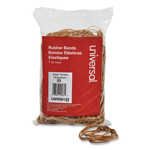 RUBBER BANDS, SIZE 33, 0.04" GAUGE, BEIGE, 1 LB BOX, 640/PACK