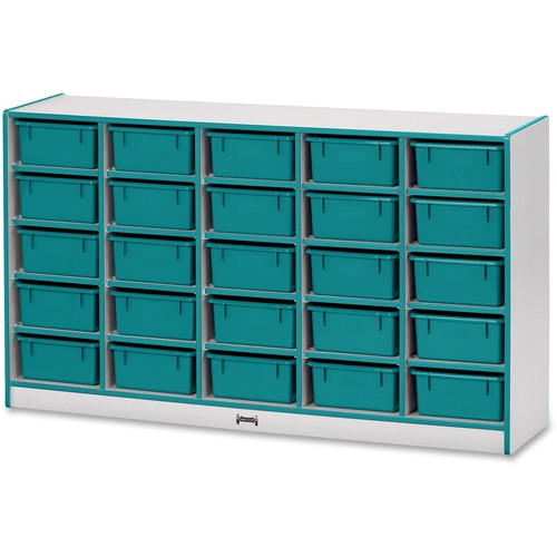 Jonti-Craft, Inc.  Mobile 25 Tub Storage,w/Bins,35.5"x60"x15",Teal