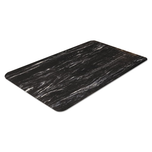 Cushion-Step Surface Mat, 24 X 36, Marbleized Rubber, Black