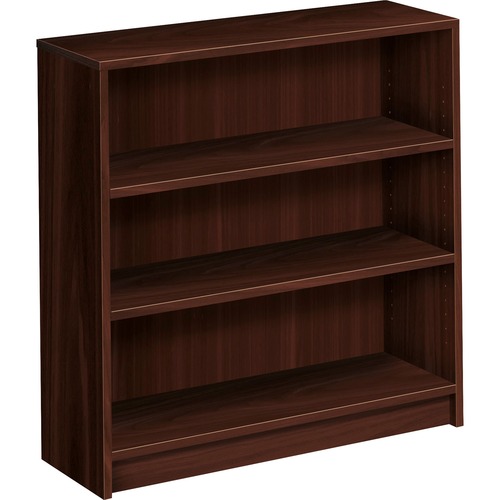 The HON Company  3 Shelf Bookcase, 2 Adj., 36"Wx11-1/2"Dx36-1/8"H, Mahogany