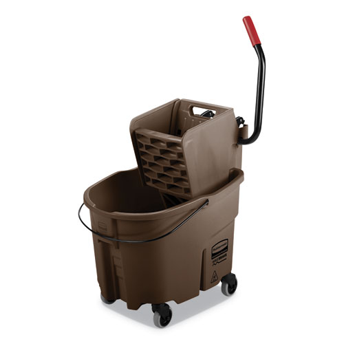 WAVEBRAKE 2.0 BUCKET/WRINGER COMBOS, SIDE-PRESS, 35 QT, PLASTIC, BROWN