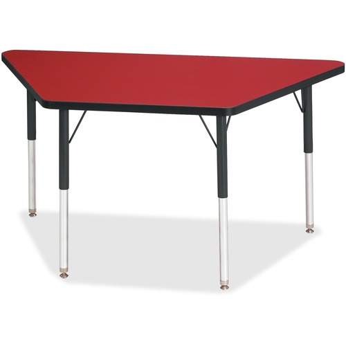 Jonti-Craft, Inc.  Activity Table, Trapezoid, 24"-31"x24"x48", Red/Black