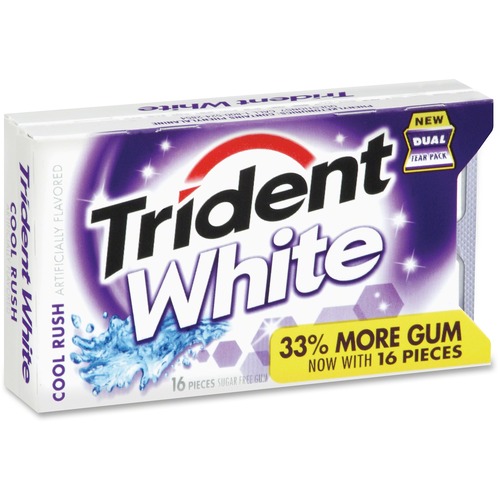 White Sugarless Gum, Cool Rush Flavor, 16-Pieces/pack, 9 Packs/box