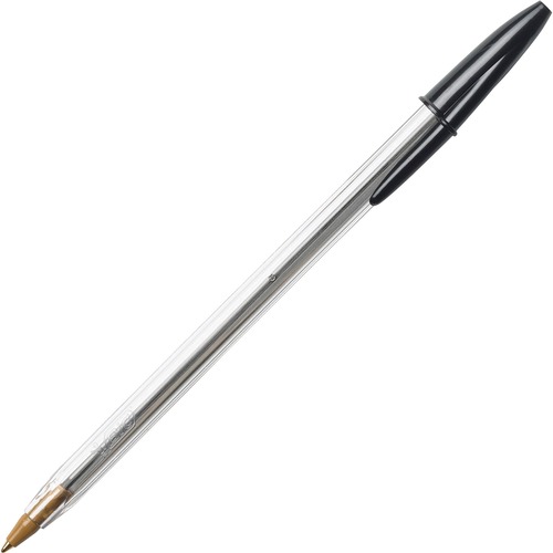 CRISTAL XTRA SMOOTH STICK BALLPOINT PEN, 1MM, BLACK INK, CLEAR BARREL, DOZEN