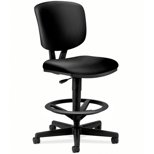 VOLT SERIES LEATHER ADJUSTABLE TASK STOOL, 32.38" SEAT HEIGHT, SUPPORTS UP TO 275 LBS., BLACK SEAT/BLACK BACK, BLACK BASE