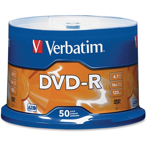 Dvd-R Discs, 4.7gb, 16x, Spindle, Silver, 50/pack