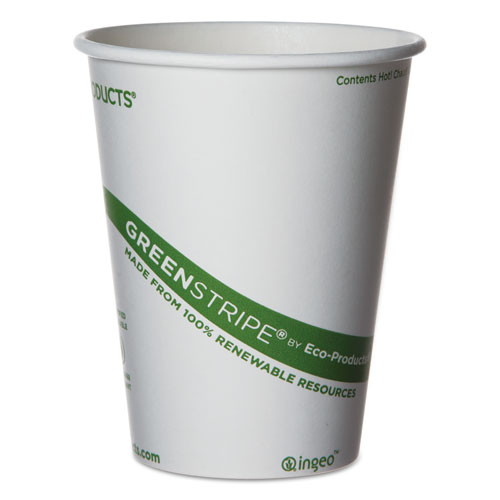 GREENSTRIPE RENEWABLE AND COMPOSTABLE HOT CUPS - 12 OZ, 50/PACK, 20 PACKS/CARTON