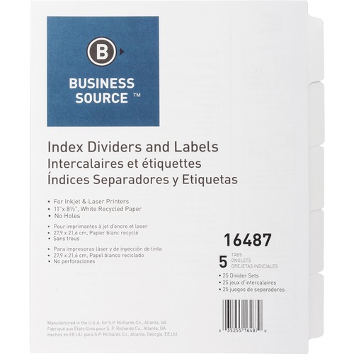 DIVIDERS,INDEX,UNPNCHD,5TAB