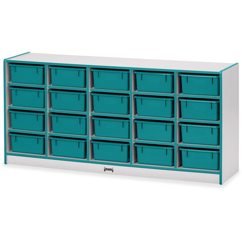 Jonti-Craft, Inc.  Mobile 20 Tub Storage,w/Bins,29.5"x24.5"x15",Teal