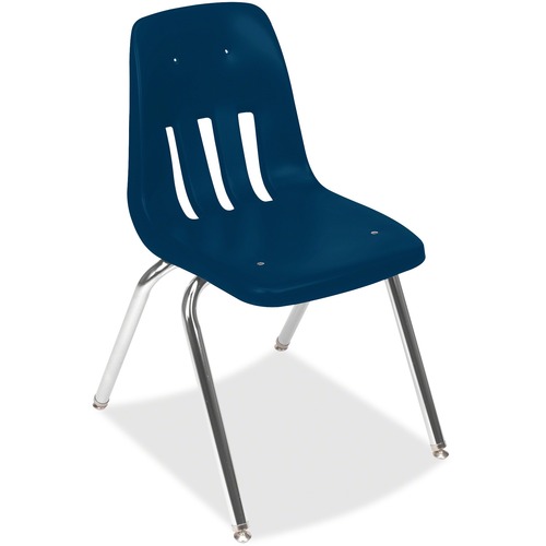 Virco  Stacking Chair, 18-5/8"x21-1/2"x30-5/8", 4/CT, Navy/Chrome