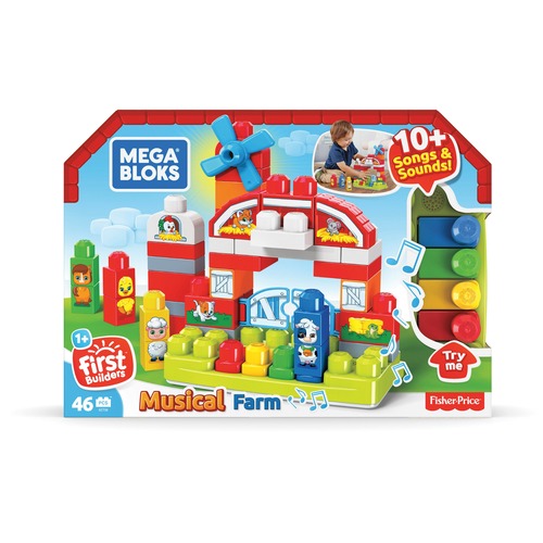 Mega Bloks  Musical Farm, First Builders, 4-1/2"Wx16"Lx11-1/2"H, Multi