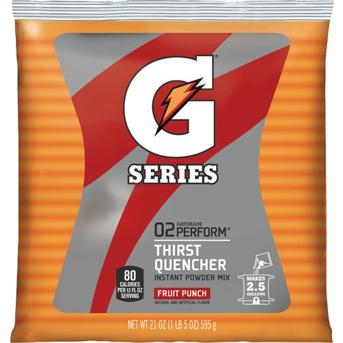 Quaker Foods  Gatorade Mix Pouches,Makes 2-1/2 Gal, 21 oz., Fruit Punch