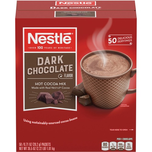 Hot Cocoa Mix, Dark Chocolate, 0.71 Oz, 50/box