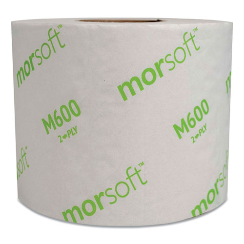 MORSOFT CONTROLLED BATH TISSUE, SEPTIC SAFE, 2-PLY, WHITE, 3.9" X 4", 600 SHEETS/ROLL, 48 ROLLS/CARTON